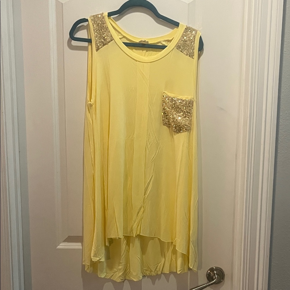 POL Yellow Tunic with Gold Sequin Accents